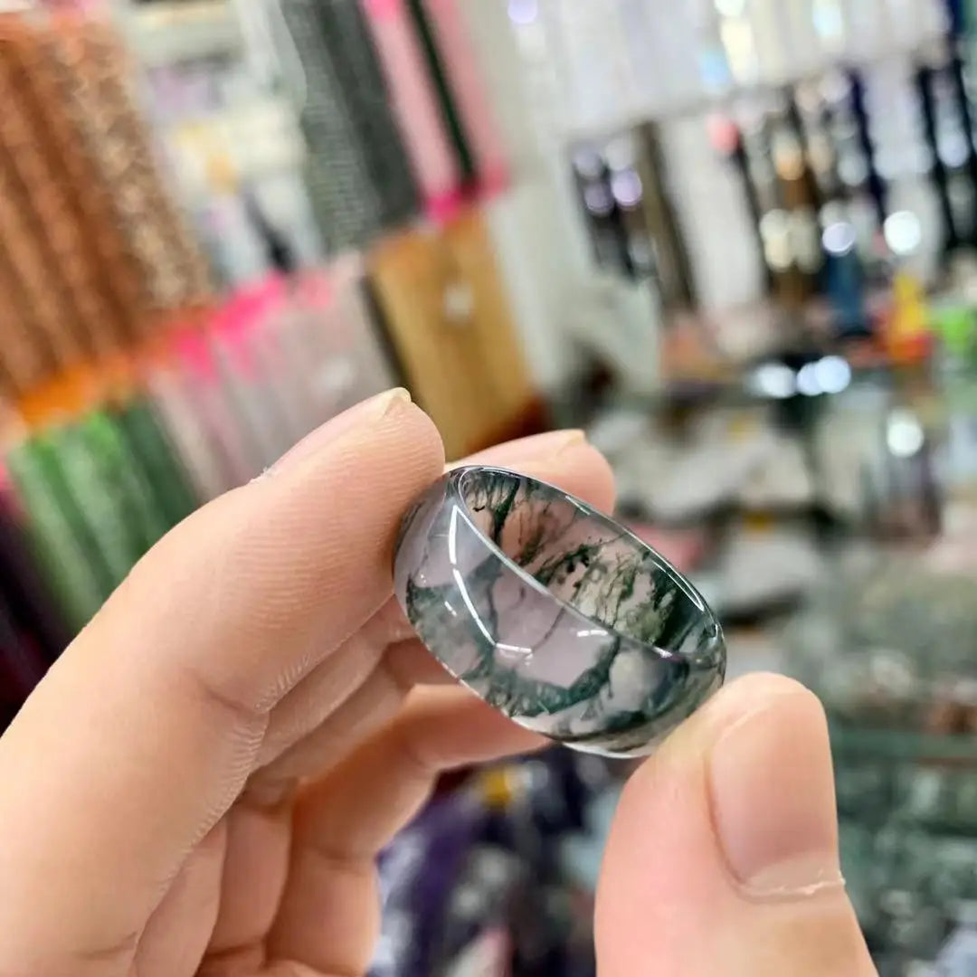 Nhẫn Đá Rêu Thiên Nhiên Sang Trọng Cho Nam Nữ