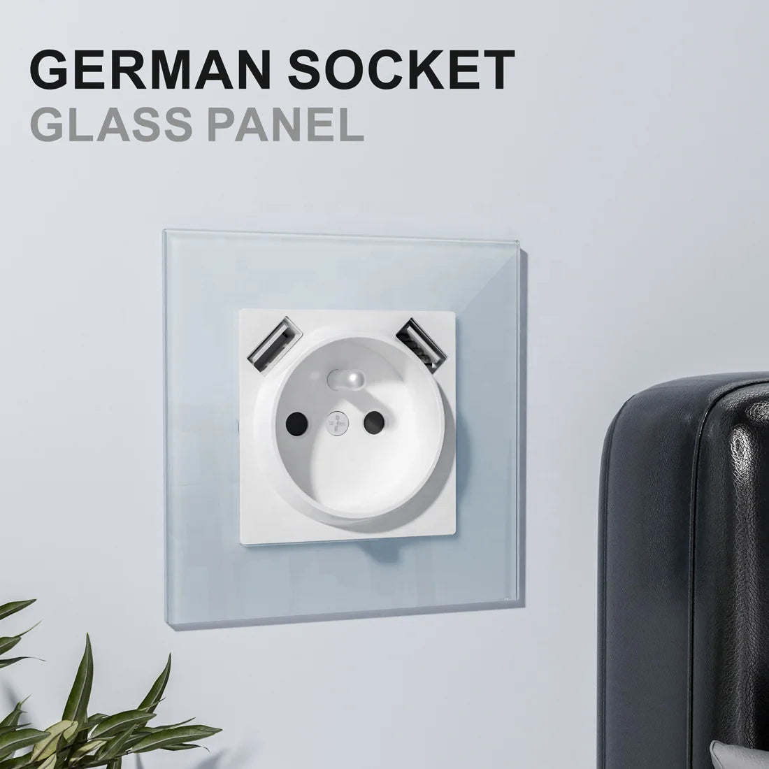 Ổ Cắm Kính Châu Âu USB Nhanh 240V A+A DC5V 2.1A