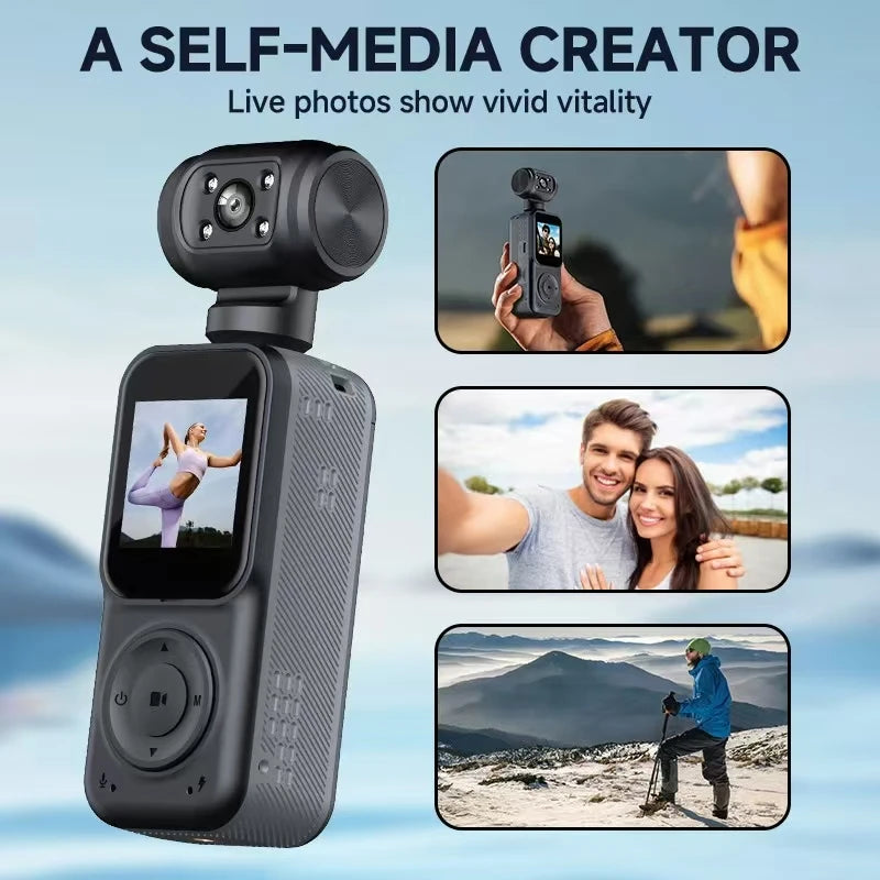 4K Mini Wifi Sports Camera, 270° Night Vision, Flexible Rotation