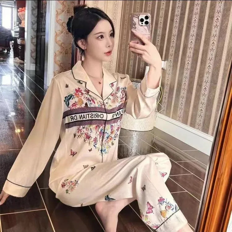 SAMWESTART Spring Cool Silk Women's Pajamas Set