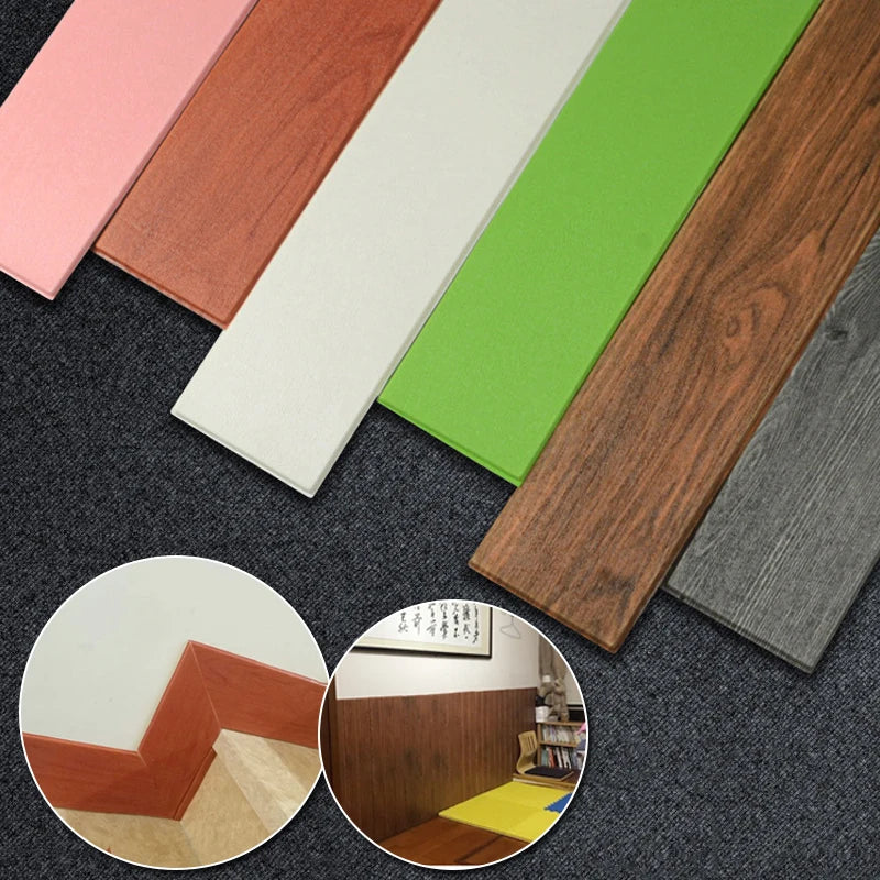 3D Wall Edge Strip Stickers Self Adhesive Waterproof PVC Baseboard Corner Waist Line Sticker Wall Trim Line Skirting Border