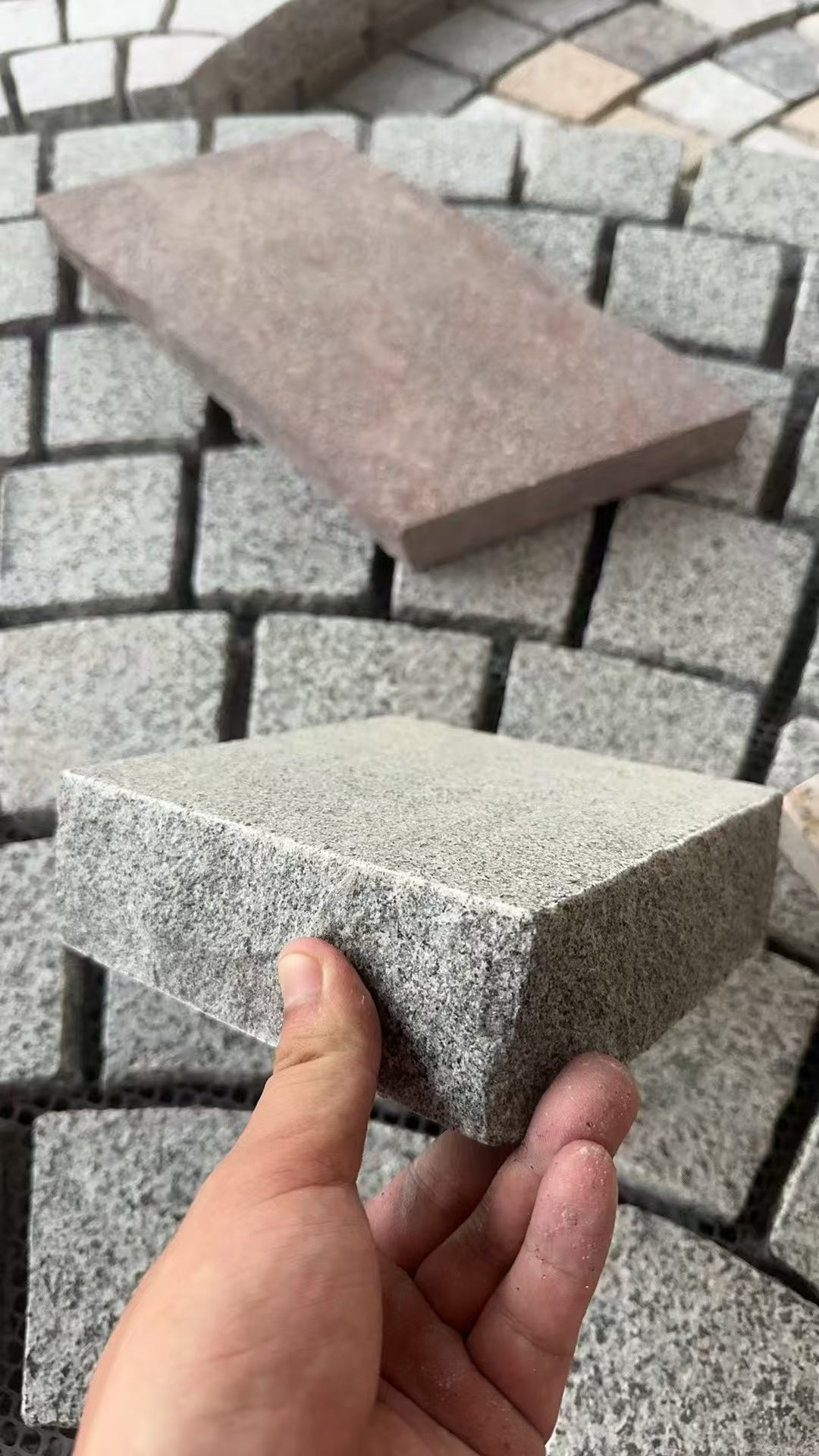 High quality light grey granite fan shaped paving stone 