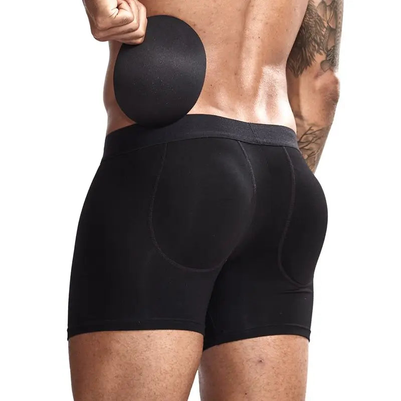 Men's Breathable Cotton Padded Butt Underwear with Removable Pads