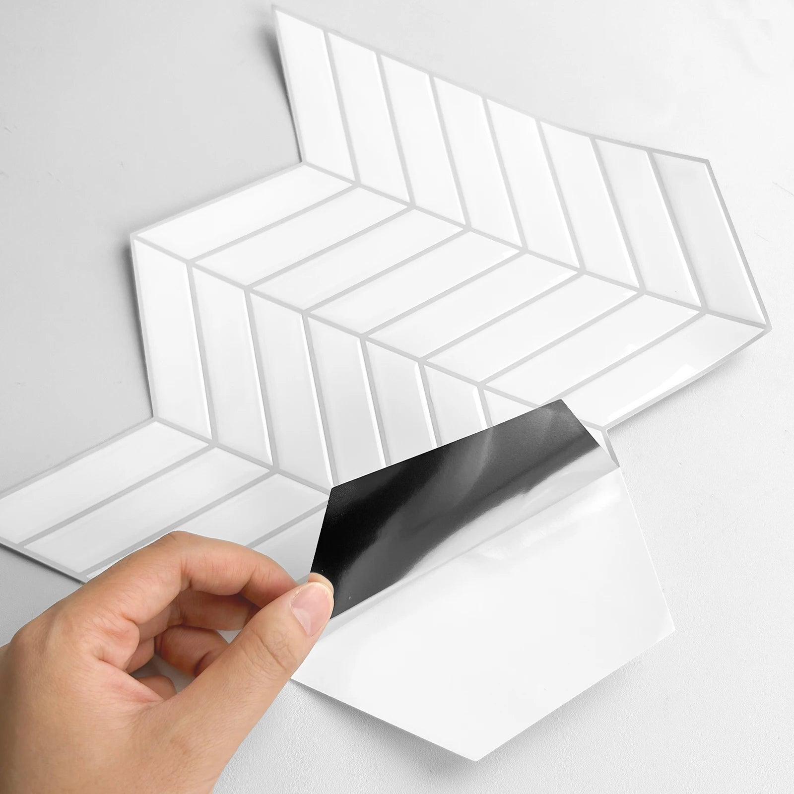 3D Black Herringbone Pattern Wall Sticker for Kitchen/Bathroom