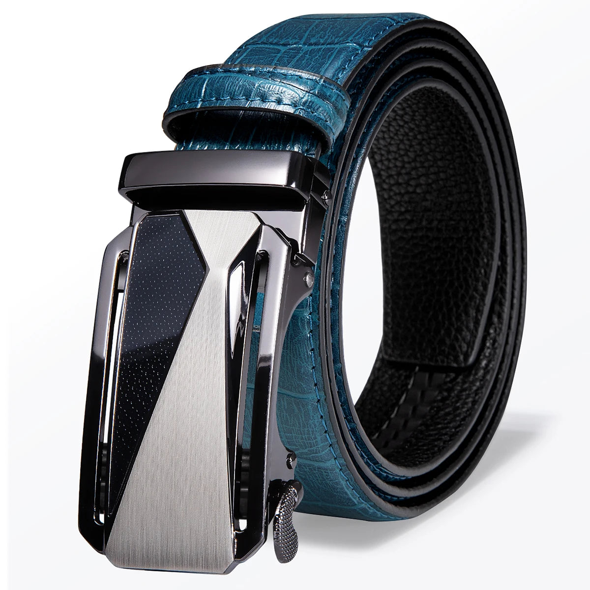 Green Crocodile Leather Belt with Automatic Gold Buckle 2020