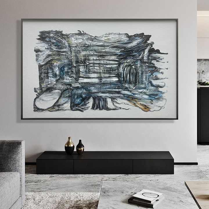 JZ Large Thick Textured Artwork 3D Hand Painted Abstract Oil Painting On Canvas Handmade Home Wall Decor 