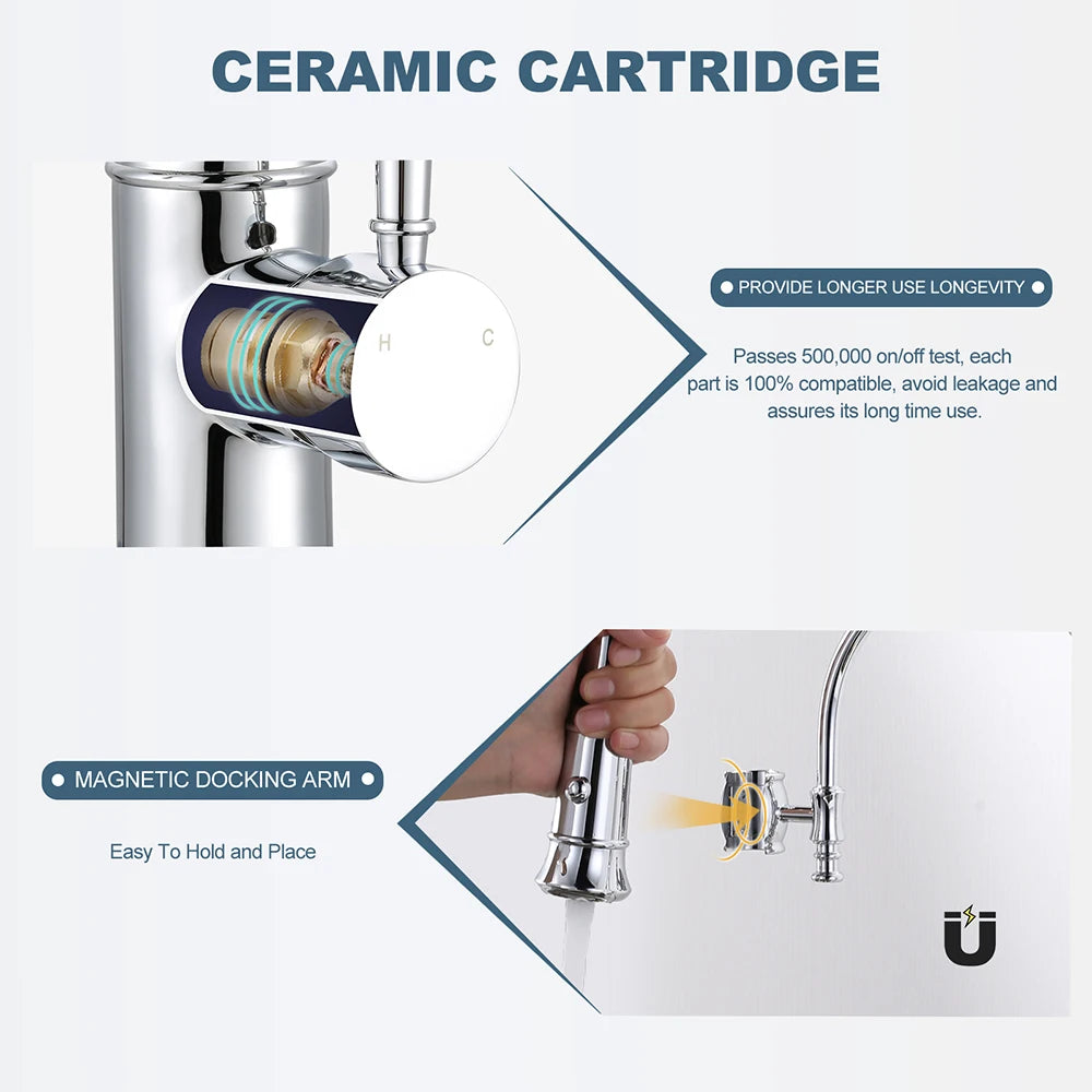 Vòi Chậu Bếp Đầu Rút Cổ Ngỗng Mạ Chrome