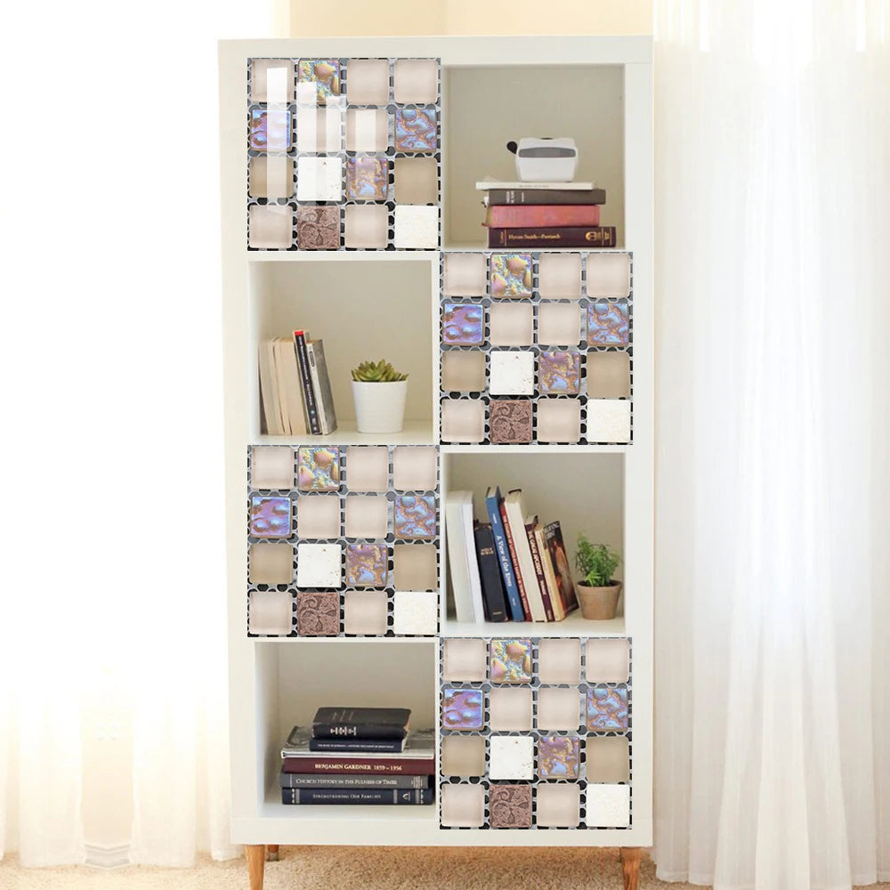 Bộ 10 Miếng Dán Gạch Kính PVC Cho Nhà Bếp & Phòng Tắm