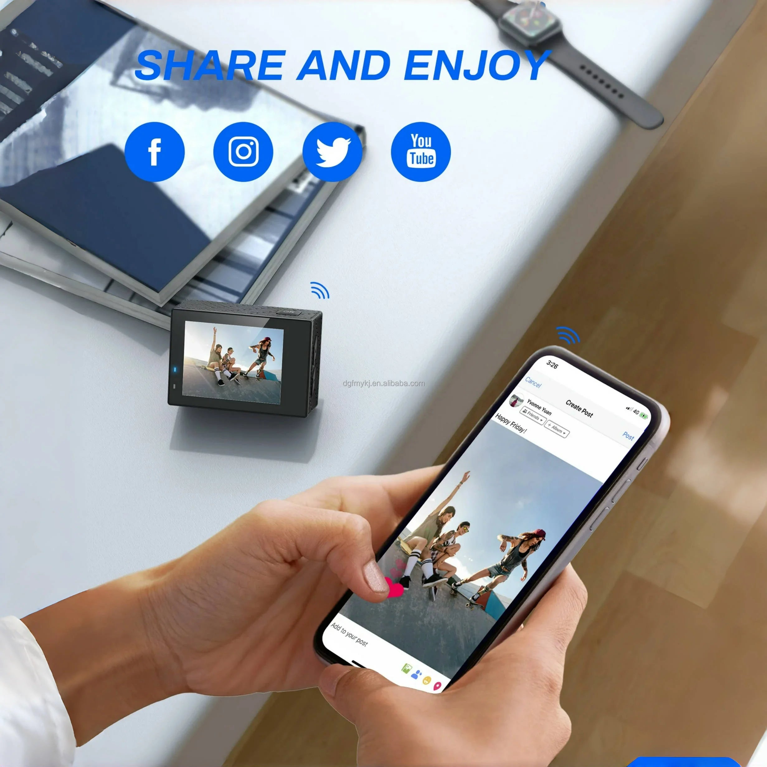 4K Waterproof WiFi Sports Camcorder 170° Wide Angle