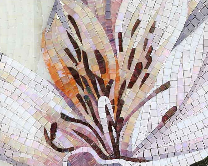 Chinese custom living room interior decoration flower pattern glass mosaic painting