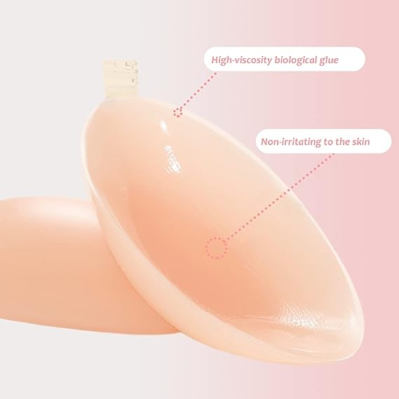 Áo ngực dán tự dính nâng ngực silicone vô hình, chống thấm nước, tái sử dụng, hở lưng, không dây, đai vai dành cho nữ - Daisan Mart