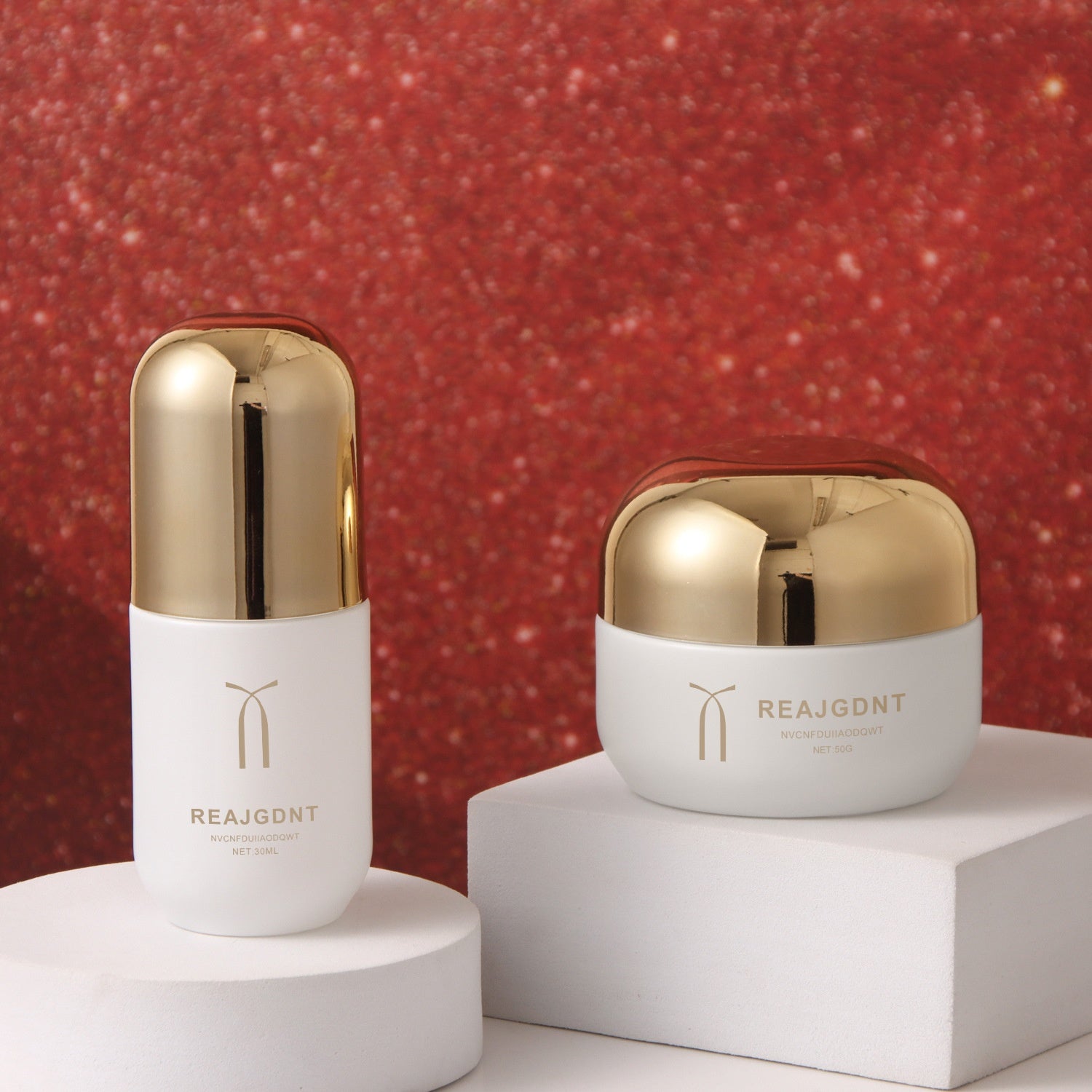 White glass bottle set available for face cream and skin care products with lotion pump with custom logo 