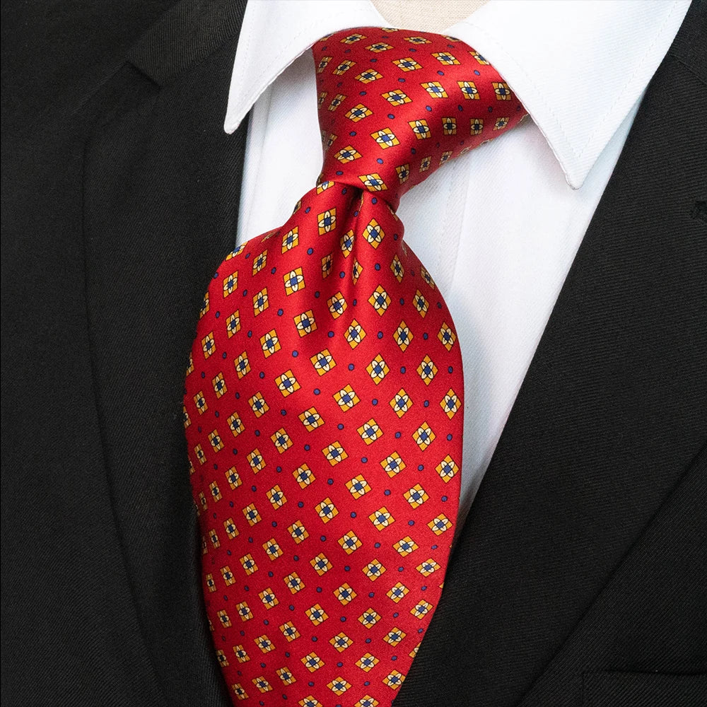 Cà vạt lụa nam họa tiết caro cổ điển thủ công