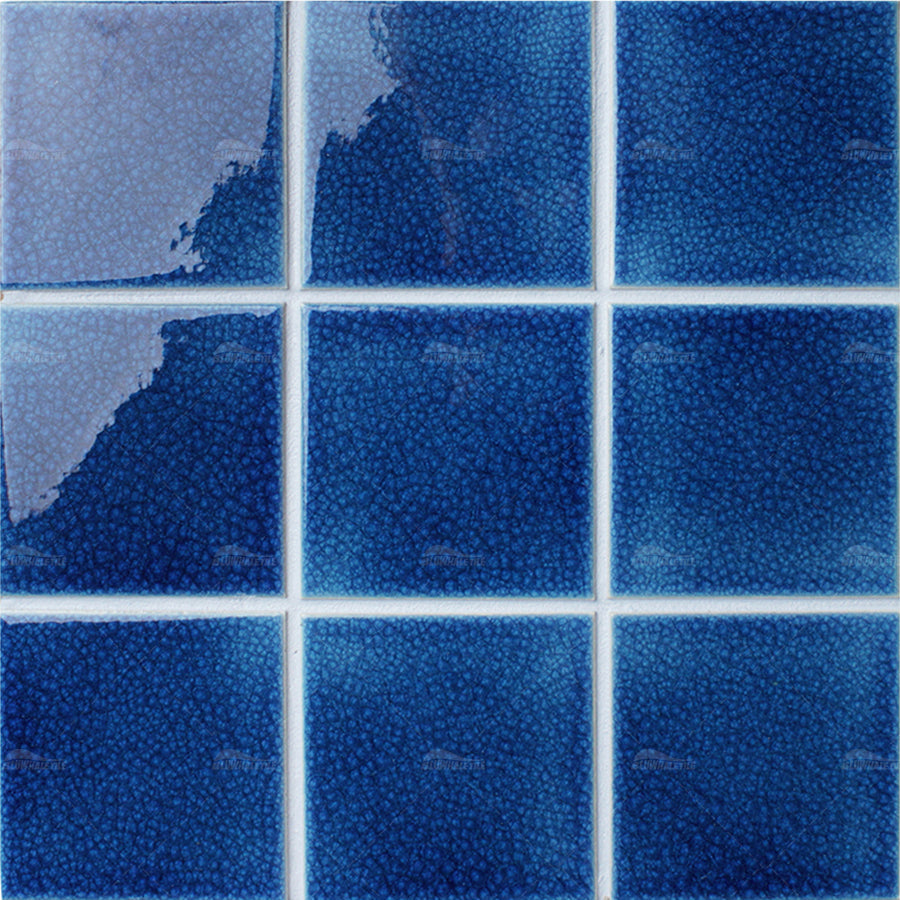 4 inch square dark blue glazed ceramic mosaic tiles, crack resistant, 100x100mm, for swimming pools 