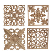 Wood Mouldings Wood Carving Door Onlay Wood Applique Wood Decal Antique Retro Modern Long Leaves Wooden Cabinet Furniture Corner