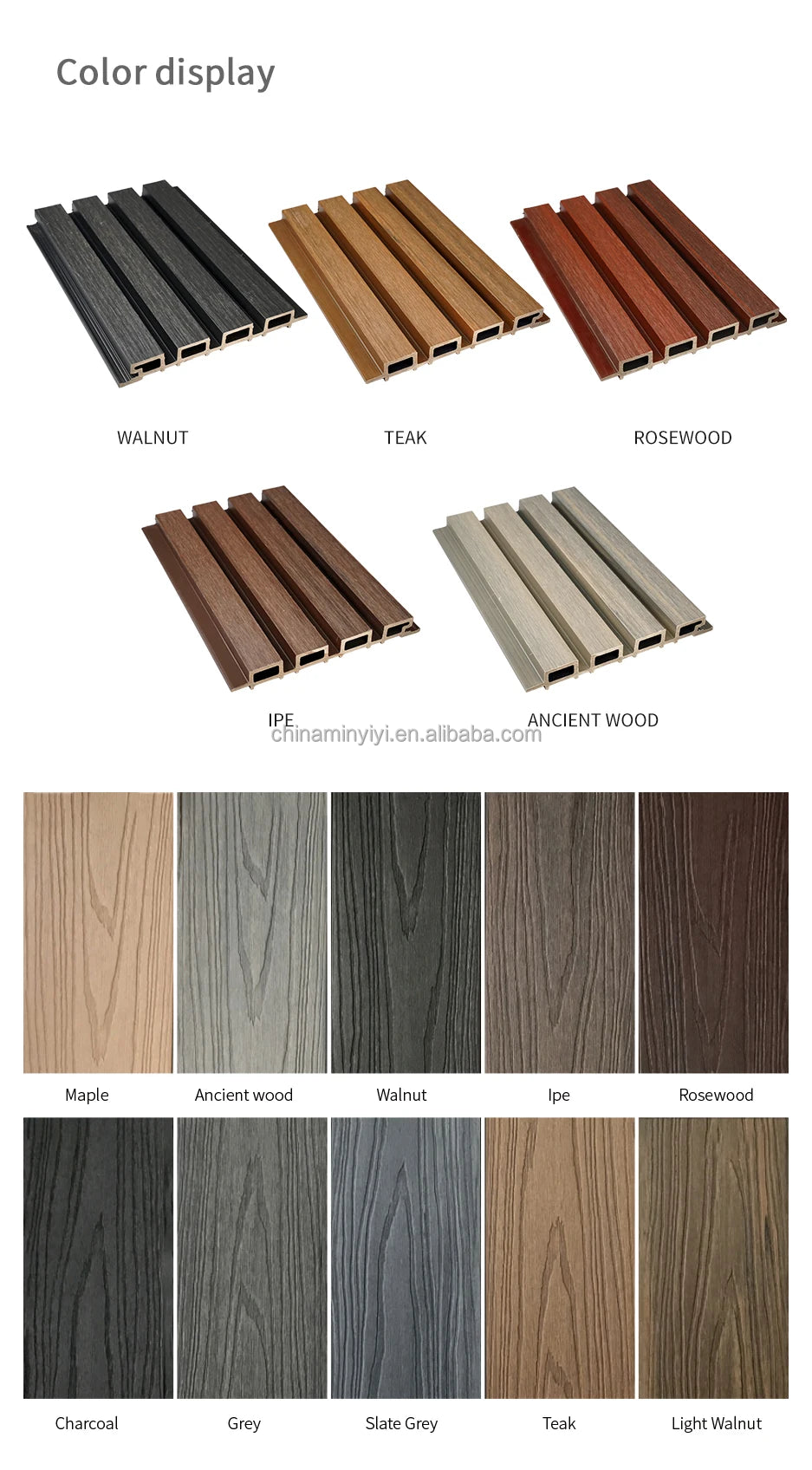 Modern design coaxial extruded composite wood wall panels 