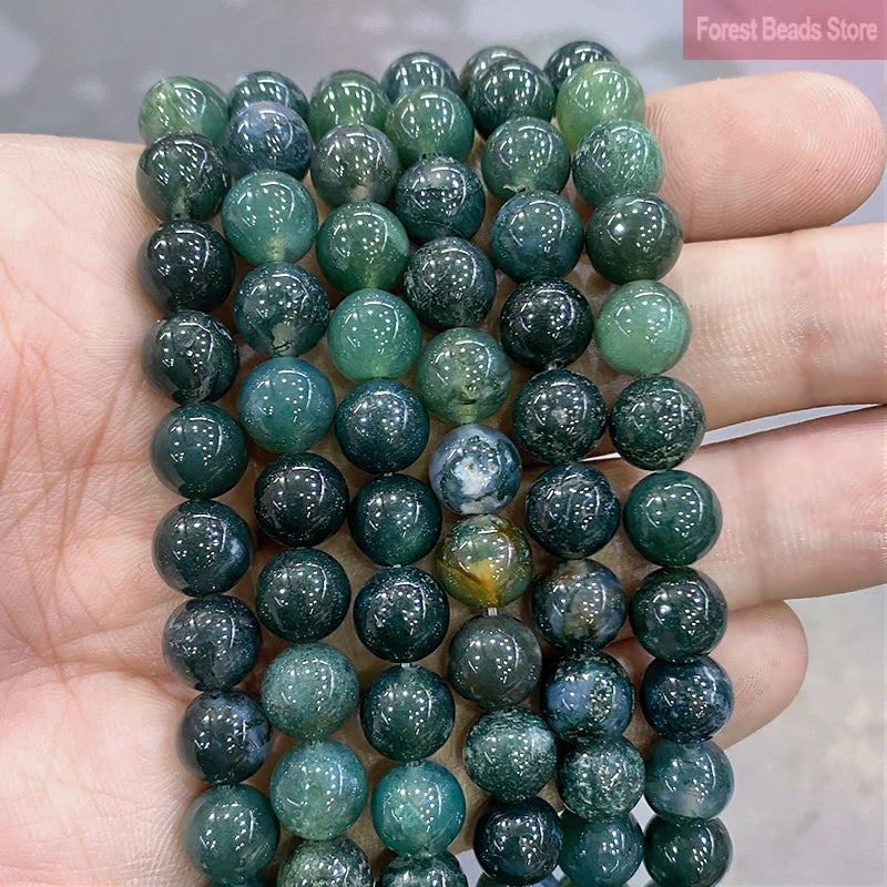 Natural Green Moss Agate Beads for DIY Jewelry Making