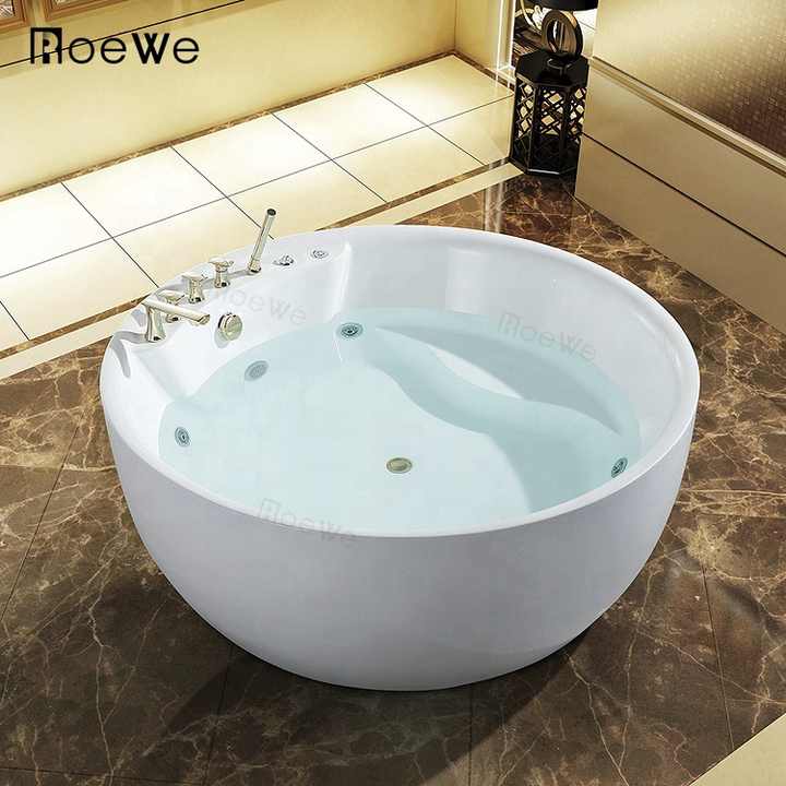 Round Luxury Freestanding Hydrotherapy Massage Acrylic Bathtub for Adults 
