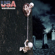 Halloween Themed Resin Skeleton Decor Outdoor Tree & Display Figurine Set Rope-Connected Art Mold for Crafting & Gifts