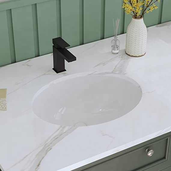 18" X 15" Undercounter Washbasin White Ceramic Oval Washbasin with Overflow 