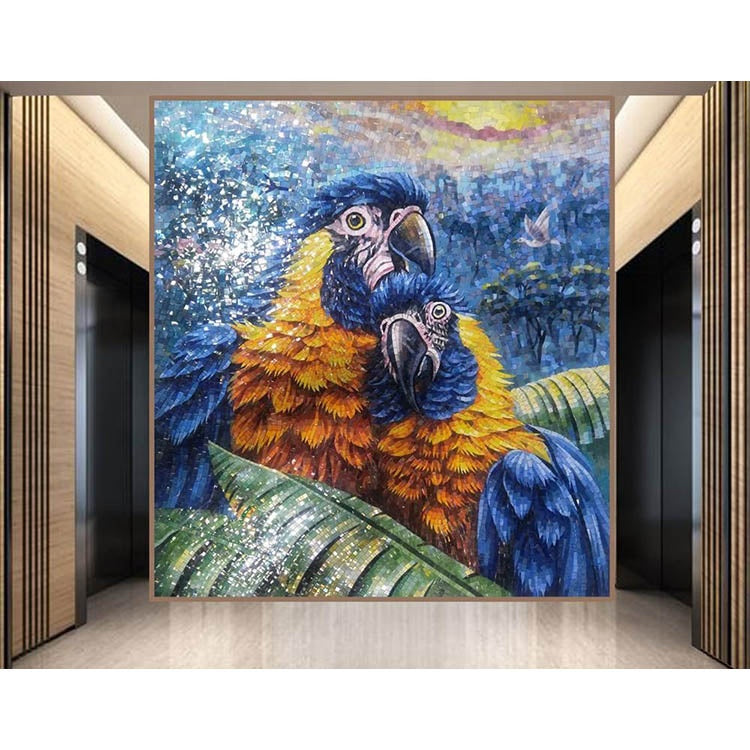Custom design wall mosaic bird decoration glass mosaic art piece 