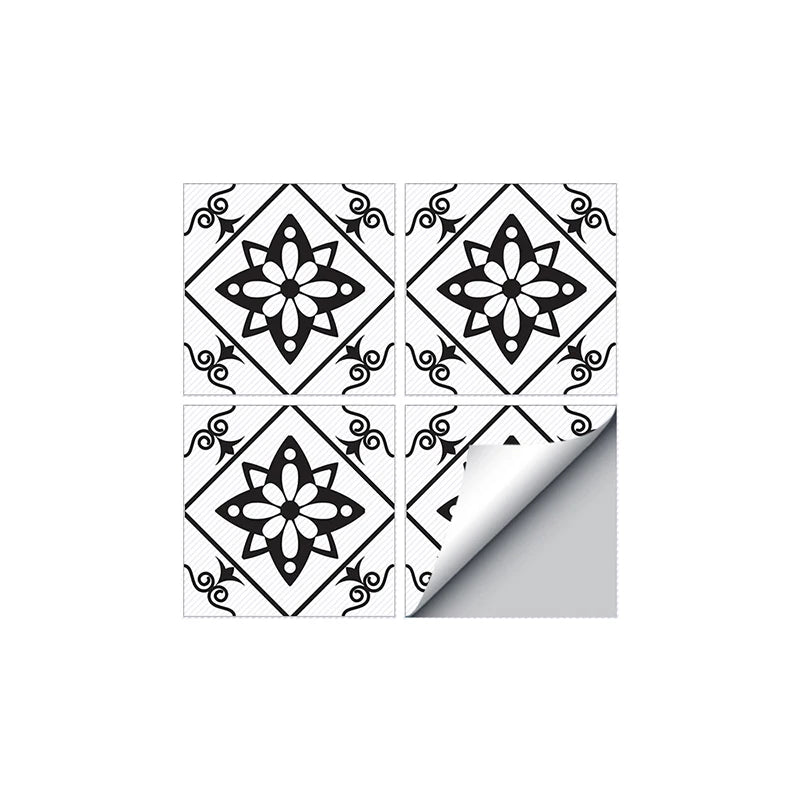 Classic European Black And White Tile Floor Stickers 3D Adhesive Kitchen Corridor Decoration Wallpaper Waterproof