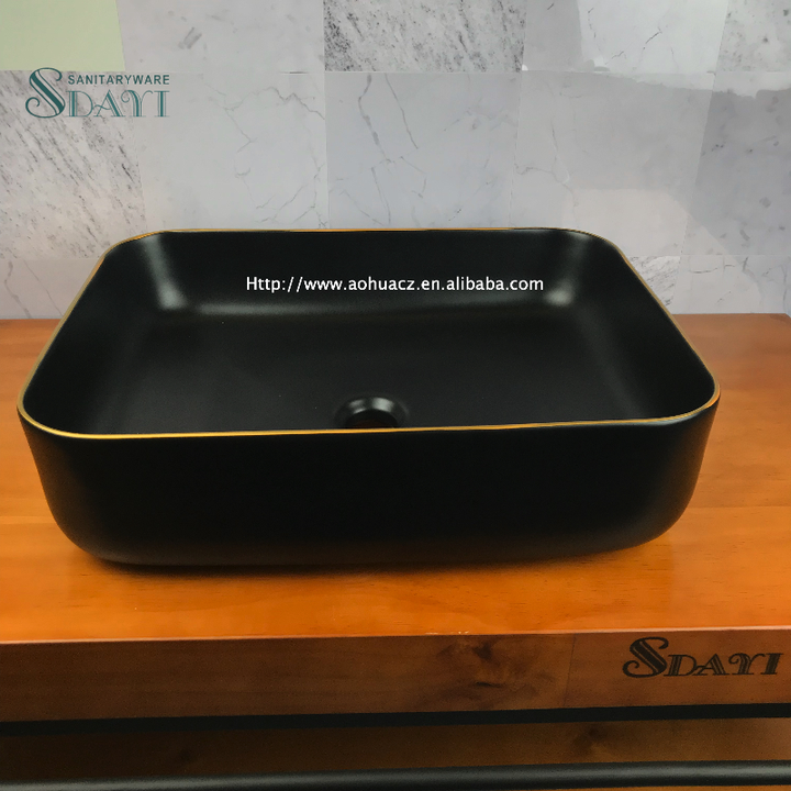 SDAYI Modern Matte Gold Rectangular Stainless Steel Wash Basin with Pop Up Drain 