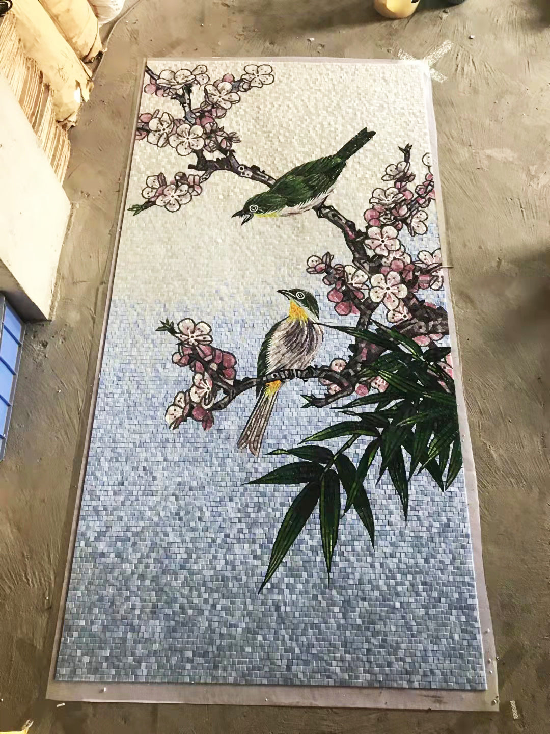 Custom Modern Flower and Bird Decorative Wall Mosaic 