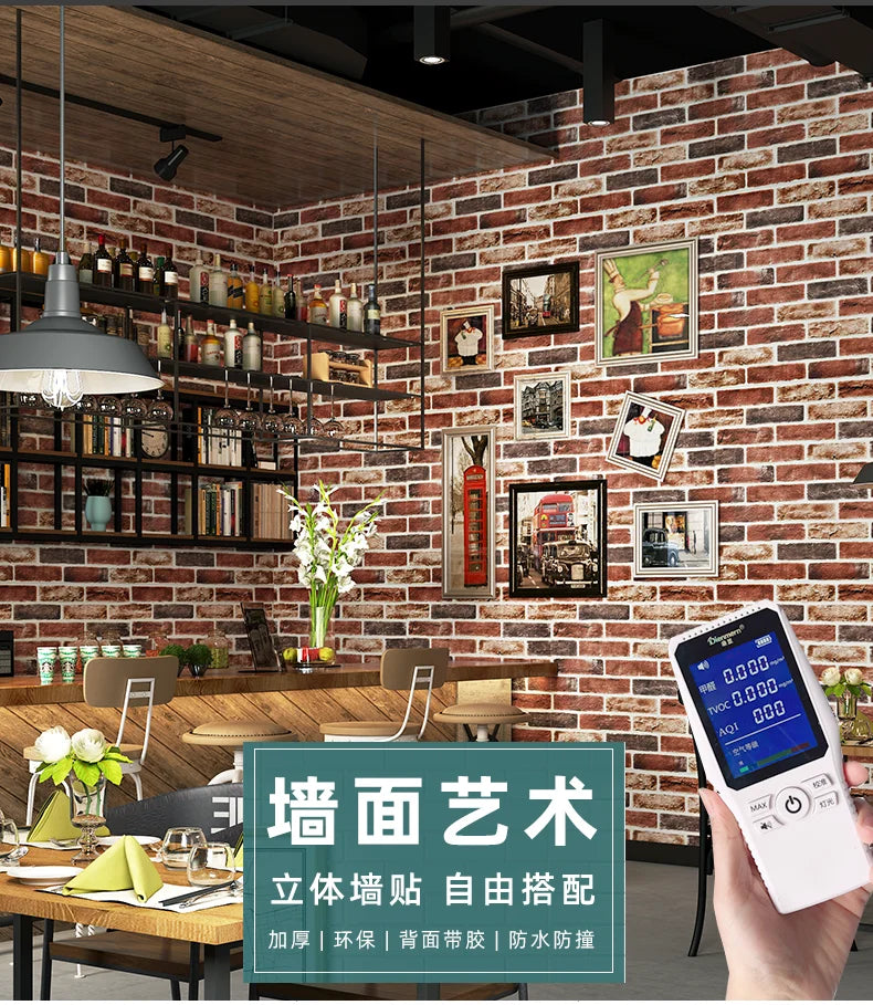 Wallpaper self-adhesive 3D three-dimensional wall stickers wall soft package shop decoration wall skirt wall board red brick