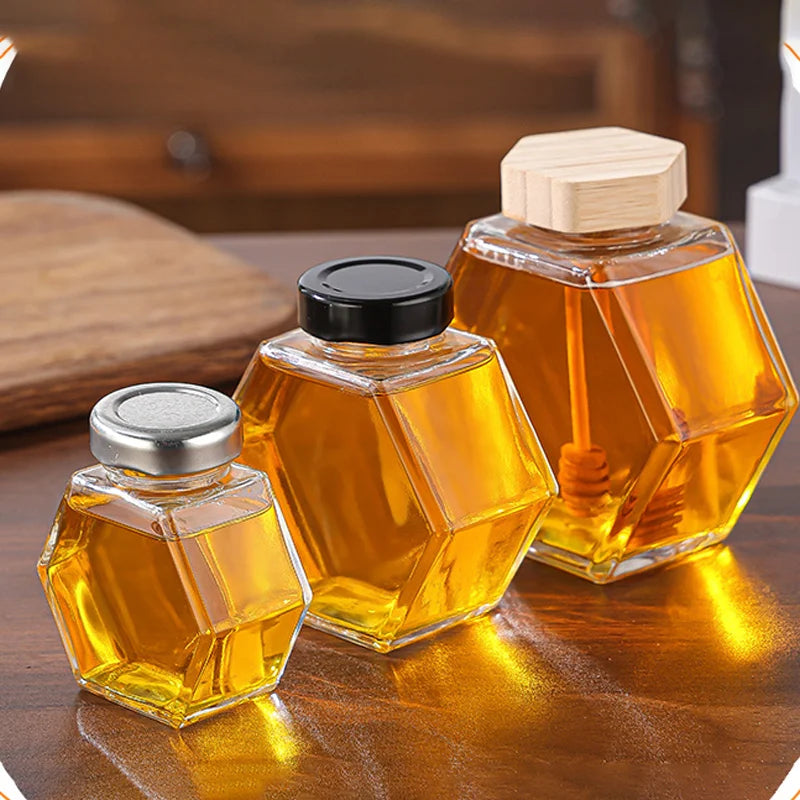 Mật Ong Lục Giác Kèm Muỗng Gỗ & Nắp Bần Sang Trọng