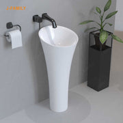 Best selling artificial stone wash basin with pedestal, cheap price, standing wash basin 