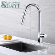 SDAYI 304 stainless steel kitchen faucet chrome plated, brass mixer tap, single handle sink faucet 