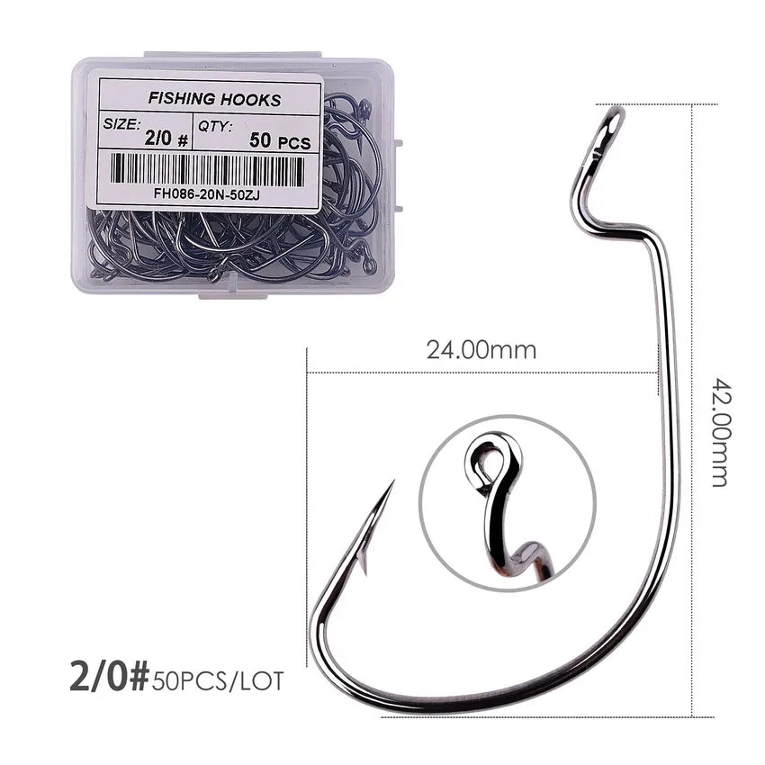 Móc Câu Nghiêng Jig Đầu Rộng 50pcs - Cá Chép Mềm