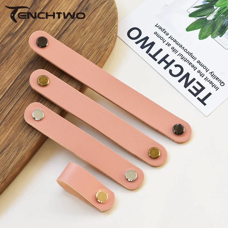 Nordic Style Pink Leather Handle Furniture Drawer Cupboard Kitchen Cabinet Door Knobs Pull Children's Room Cabinet Handles