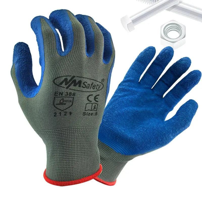 24Pieces/12 Pairs Garden Working Latex Rubber Security Glove With Polyester Liner Industrial Safety Hand Work Gloves For Workman