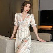 SAMWESTART Sweet and Cool Floral Summer Silk Nightgown