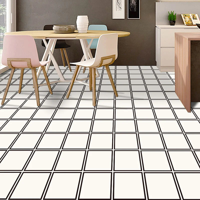 Classic European Black And White Tile Floor Stickers 3D Adhesive Kitchen Corridor Decoration Wallpaper Waterproof