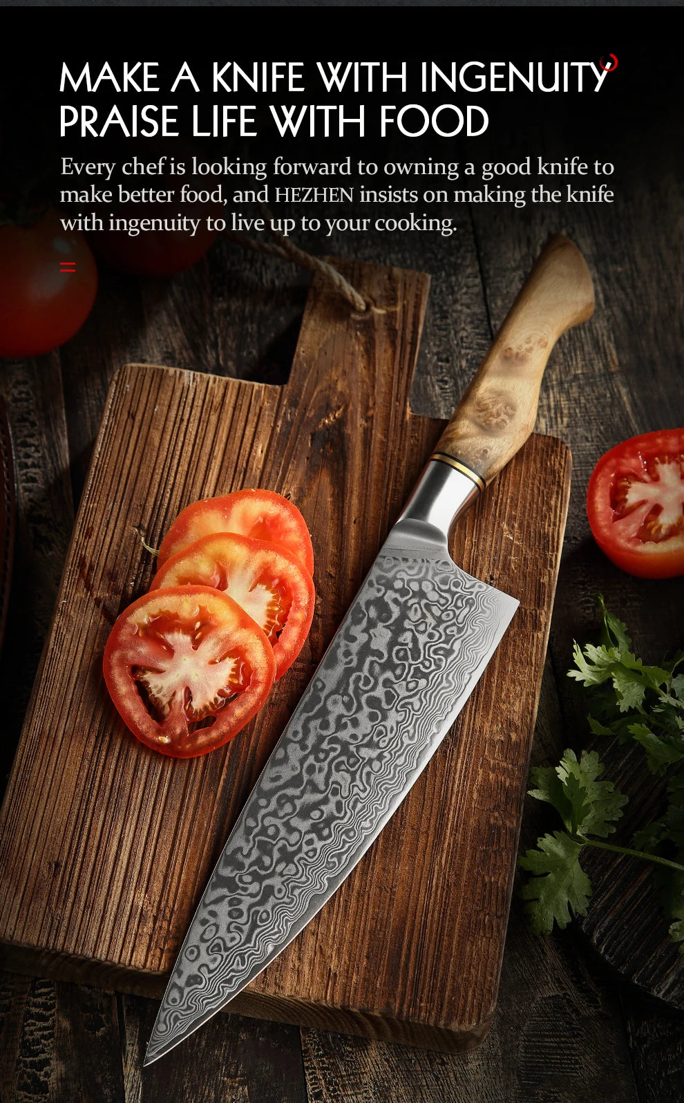 HEZHEN Kitchen Knife 67 Layers Damascus Steel Professional