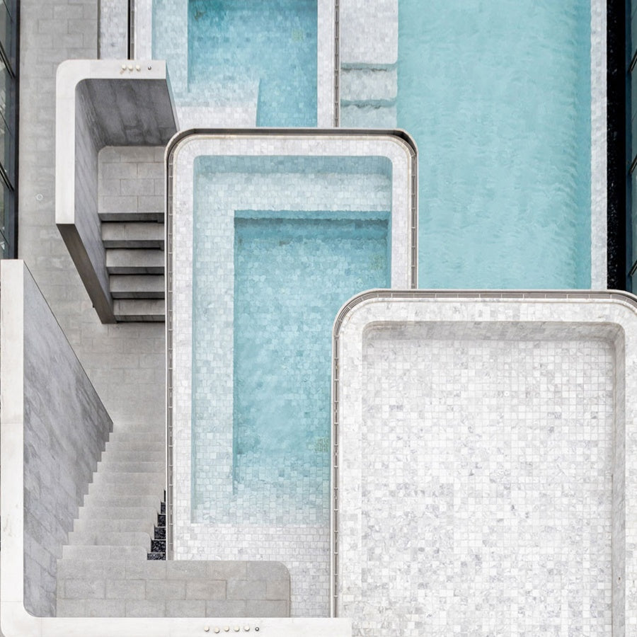 Bali Sukabumi natural blue glossy glazed marble mosaic tiles for swimming pool 
