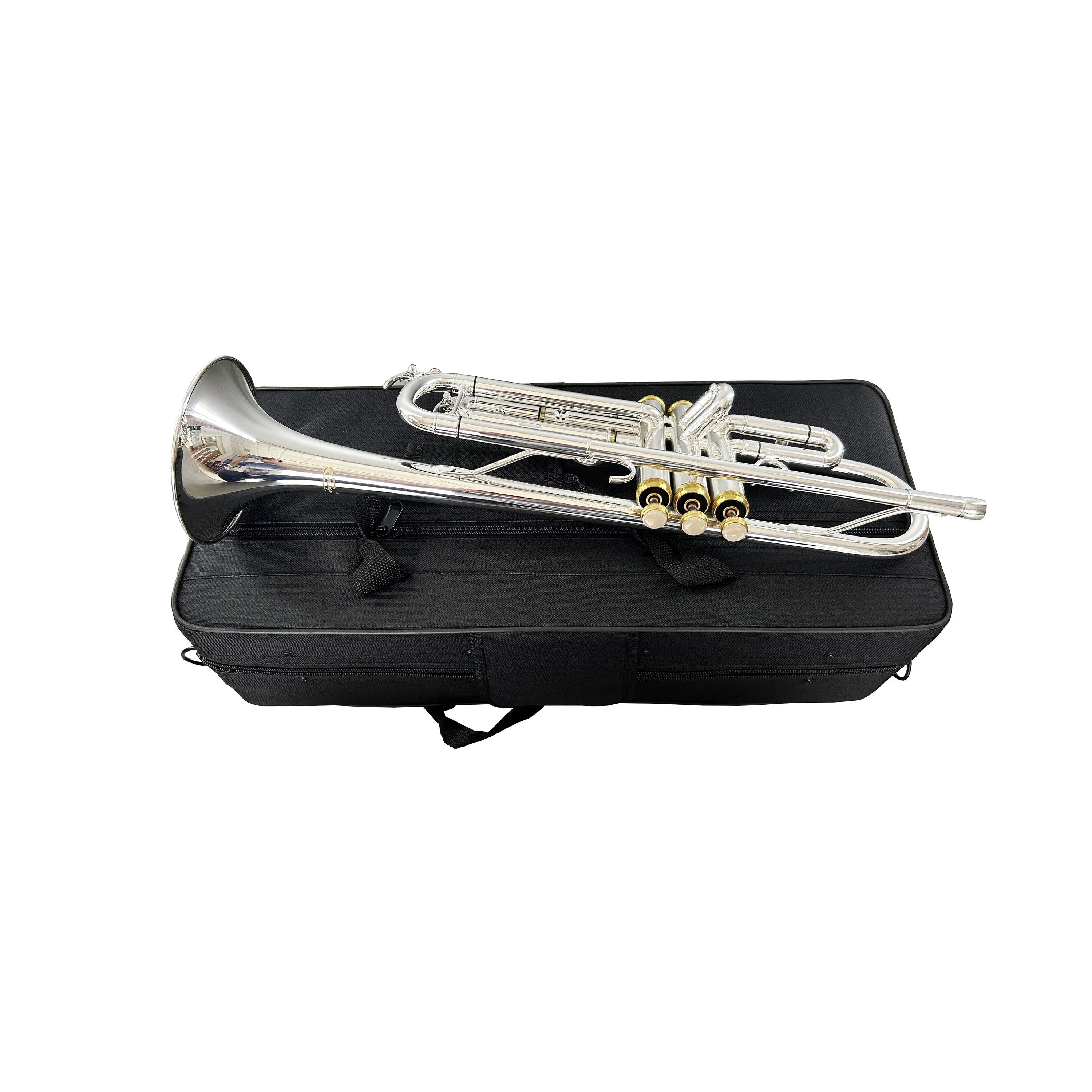 SEASOUND OEM BB Silver Body Trompeta Brass Trumpet with Gold Keys JYTR401DSG