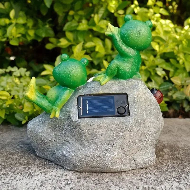 Floral-Accented Frog-Themed Resin Statue and Welcome Sign Mold for Garden & Outdoor Christmas Display - Daisan Mart