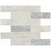 OMK Factory White Marble Mosaic Tiles Modern polished marble mesh design for wall decoration, back wall, living room floor 