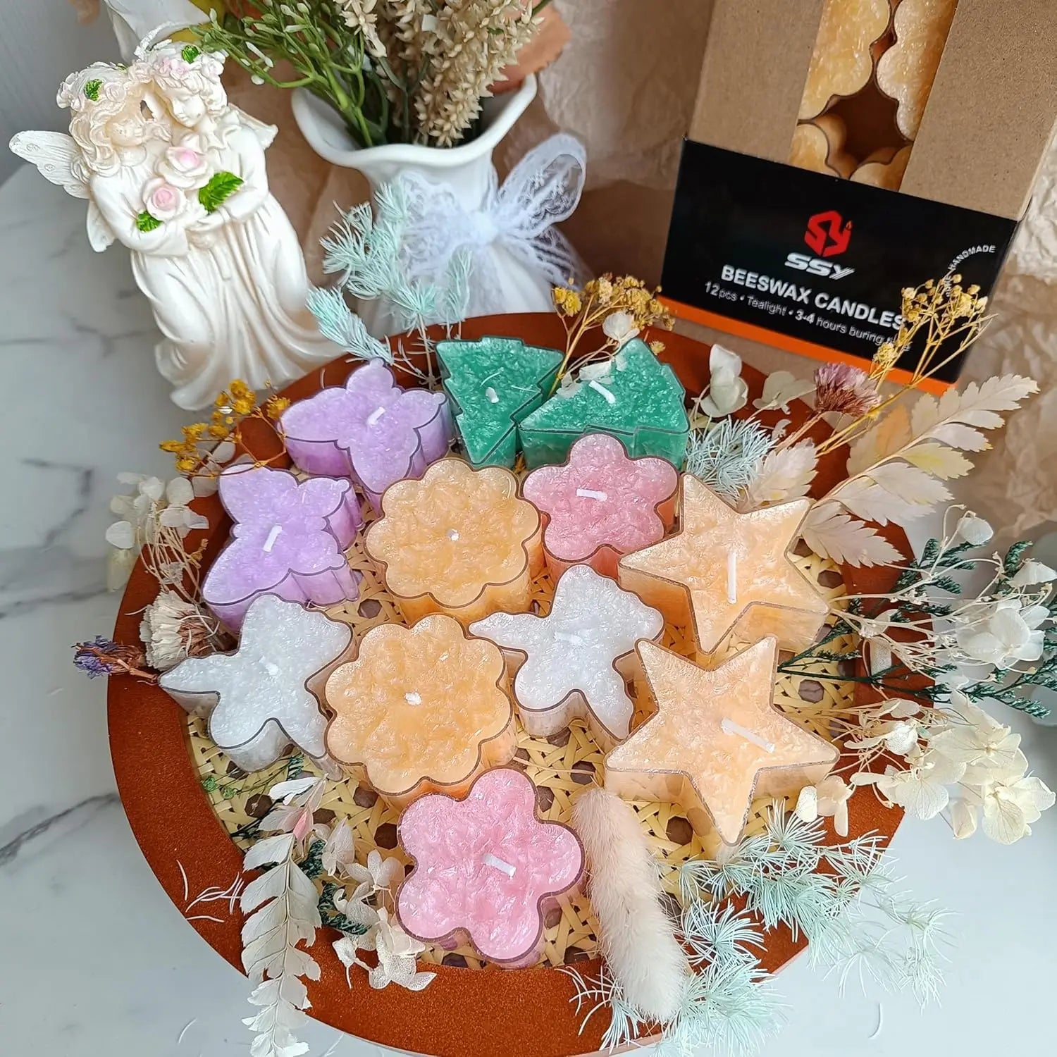 24-Pack Lemon Orange Scented Yellow Butterfly Shaped Tealight Candles Clear Cup Colored Votives for Spa Home Decor 7 Tea Lights