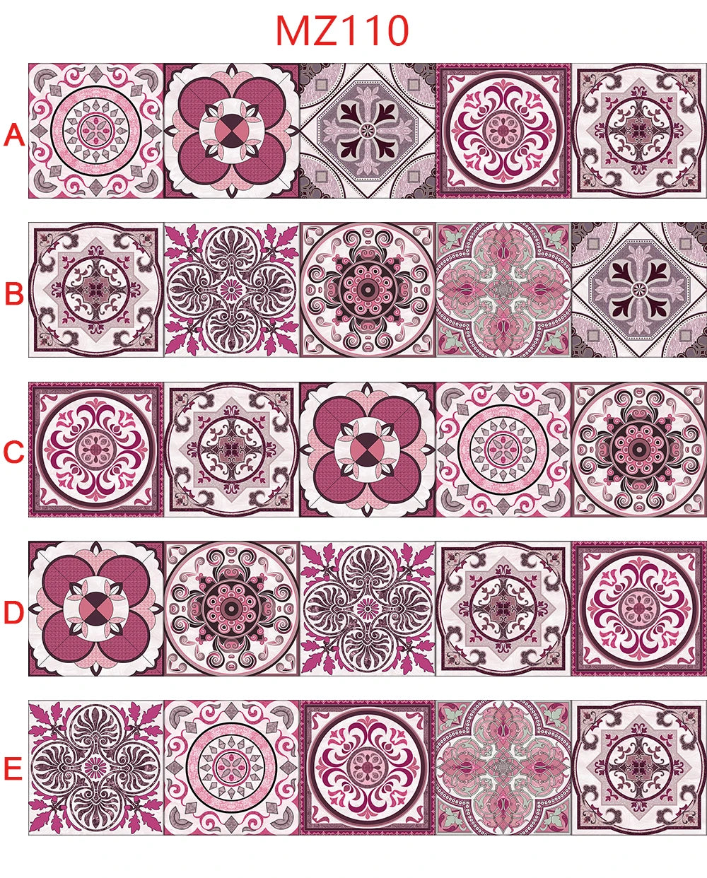 10/15/20/30cm Purple Retro Strip Tiles Wall Sticker Kitchen Stairs Tile Decoration Wallpaper Peel &amp; Stick Waterproof Art Mural