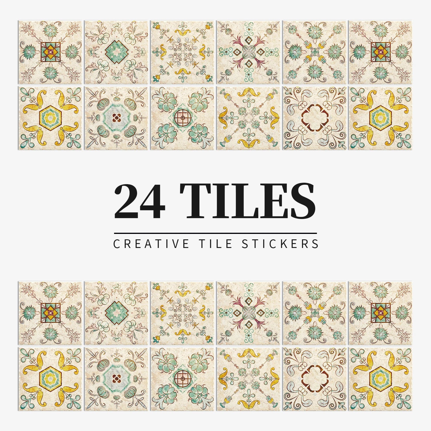 24pcs/set Light Color Tiles Sticker Wall Stickers Kitchen Bathroom Home Renovation Wallpaper Waterproof Self-adhesive Wall Decal