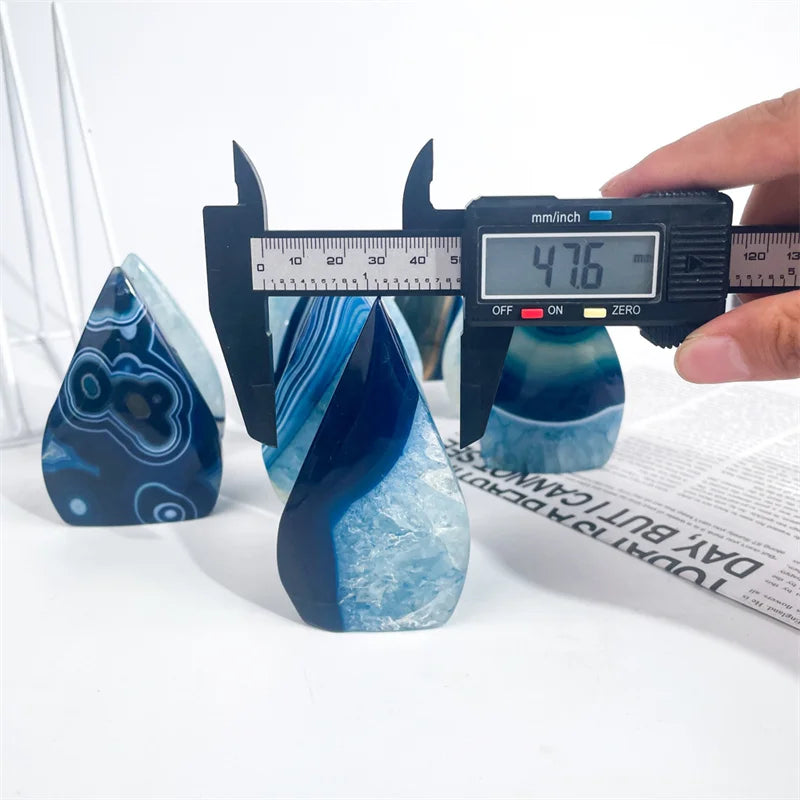Wholesale Healing Crystal Crafts Blue Sardonyx Flame Blue Onyx Agate Ornament for Decoration