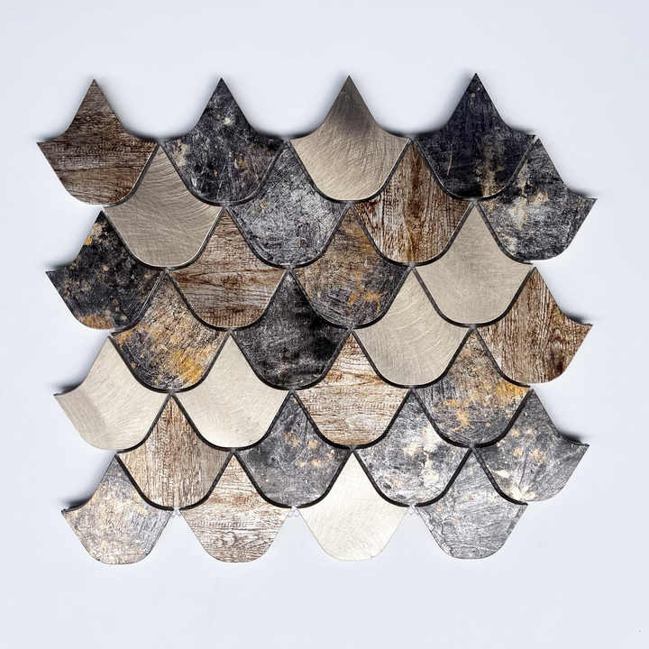 Boat shaped aluminum mosaic wall tiles BT2201 for modern bathroom, kitchen, living room, interior wall decoration 