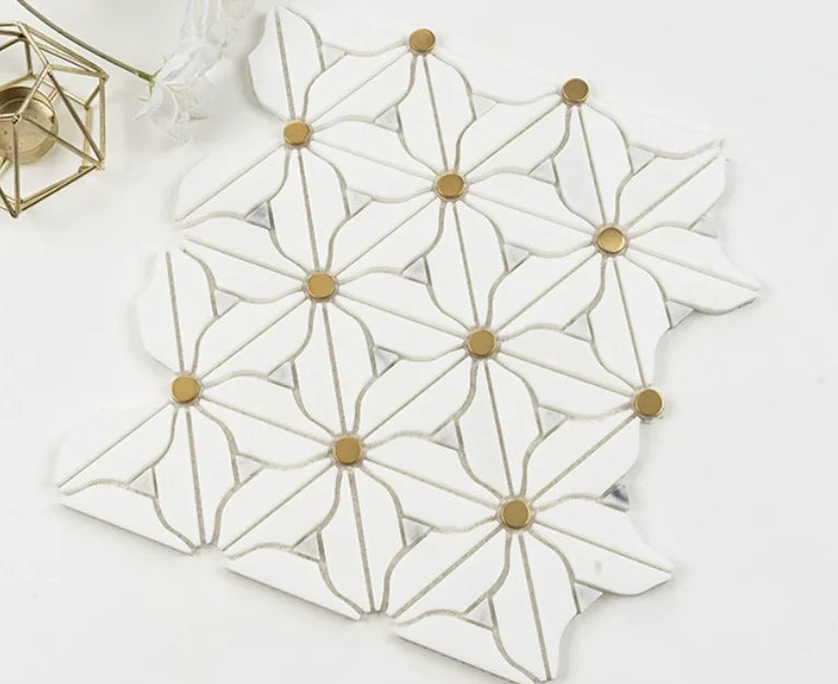 Gạch Mosaic Đá Tự Nhiên Hoa Văn Xanh Đá Cẩm Thạch