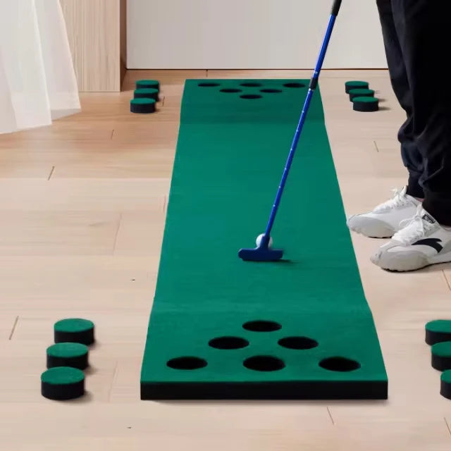 12 Hole Mini Golf Practice Mat - Indoor Green Putting Mat