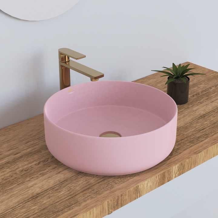 Matte pink ceramic sink, wash basin, lavabo cabinet, wash basin for cabinet 